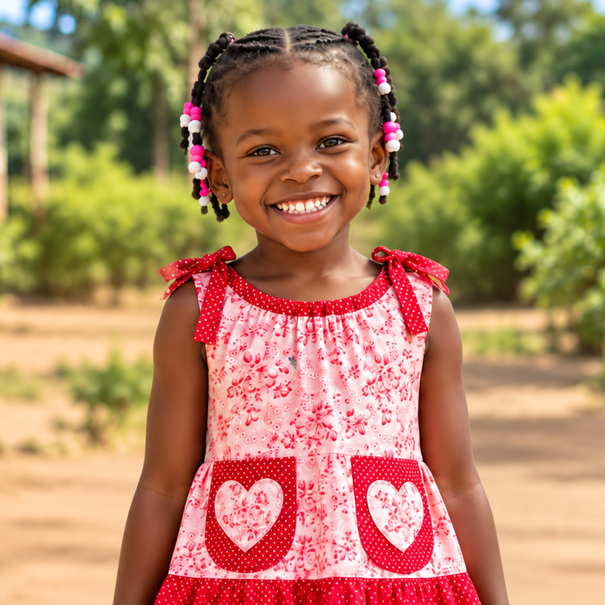 Girl wearing a Sew Love dress